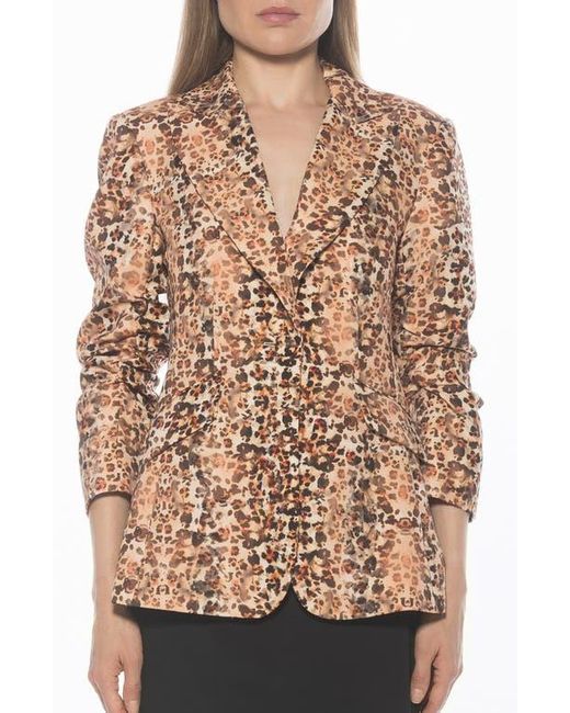 Alexia Admor Natural Ruched Sleeve One-Button Blazer