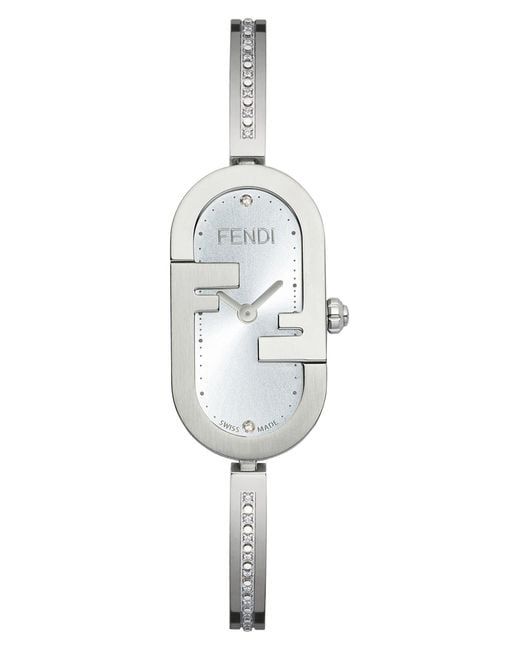 Fendi White O'lock Swiss Quartz Diamond Bracelet Watch for men