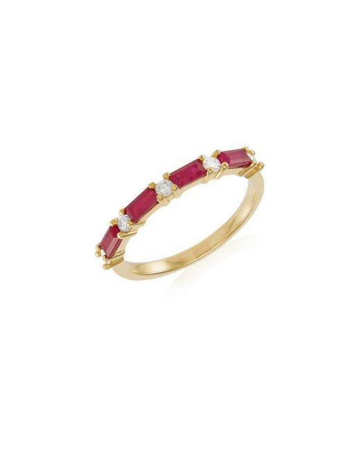 Frankie & Zoe Multicolor 14K Baguette-Cut Ruby & Diamond Ring