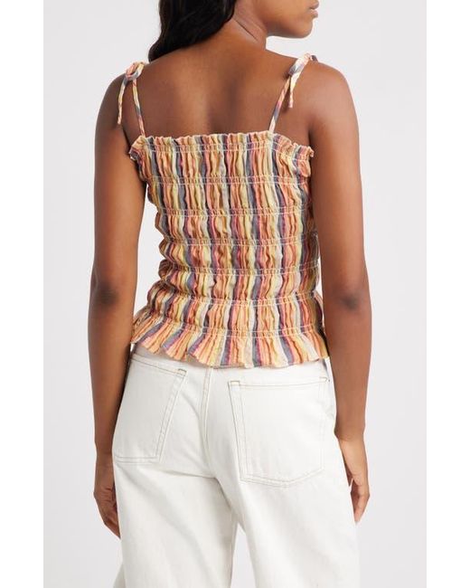 TOPSHOP White Stripe Shirred Cotton Camisole