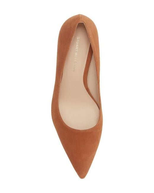 Stuart Weitzman Brown Isla Leather Pump