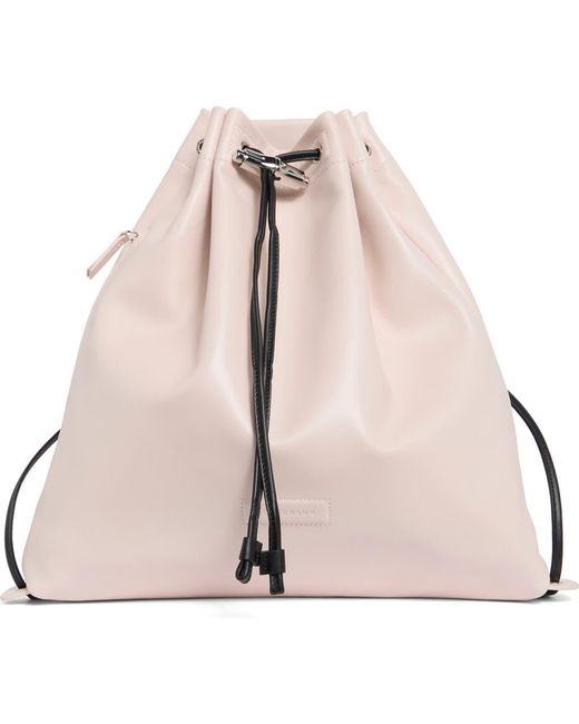 Longchamp Pink Leather Cinch Backpack