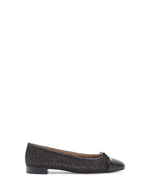 Stuart Weitzman Black Sleek Cap Toe Bow Flat