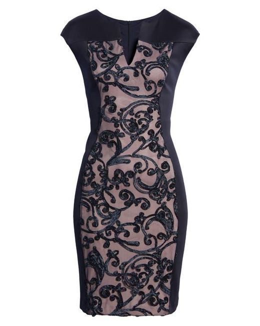 Connected Apparel Soutache Panel Dress in Black | Lyst