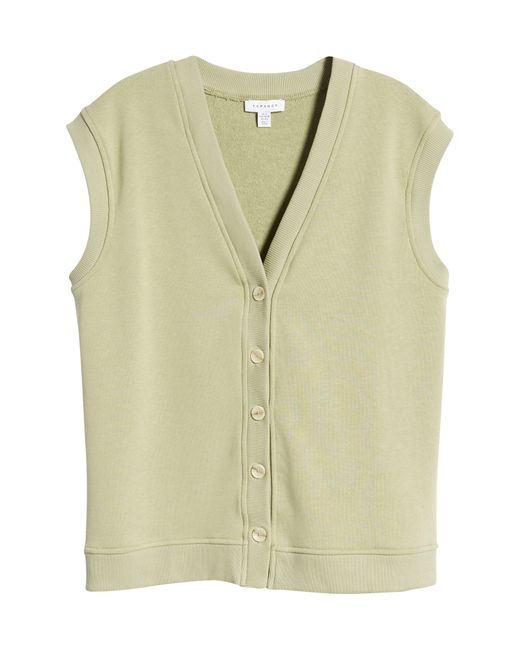 TOPSHOP Green Button Front Knit Vest