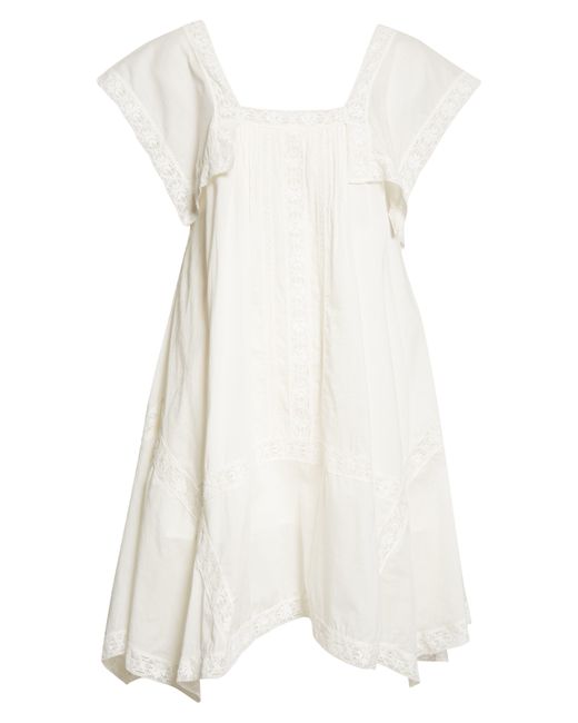 Rebecca Taylor White Lace Inset Cotton Shift Dress