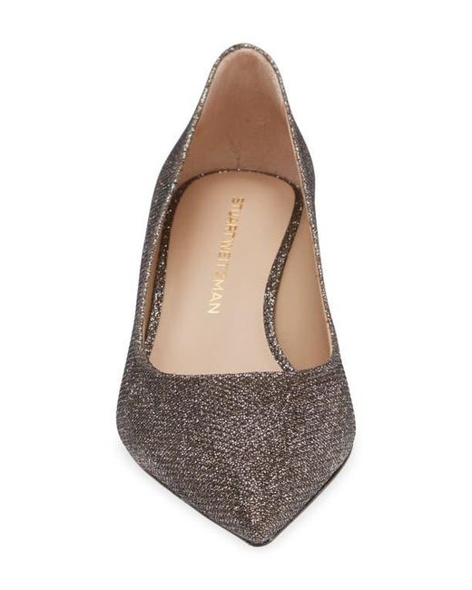 Stuart Weitzman Brown Power Pointed Toe Kitten Heel Pump
