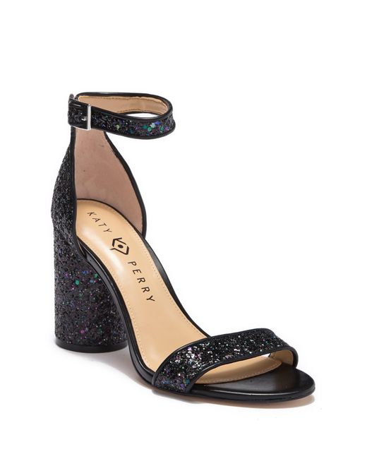 De Blossom Carina-129c Black Shimmer Rhinestone Open Toe One Strap Hee –  Manic Shoes