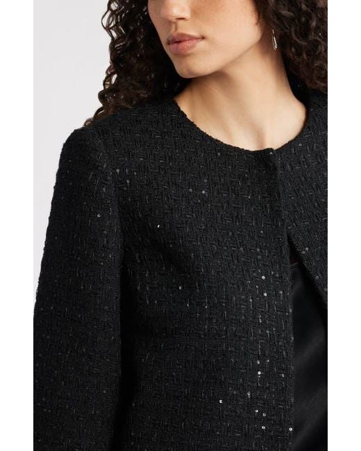 Nordstrom Black Collarless Bouclé Jacket