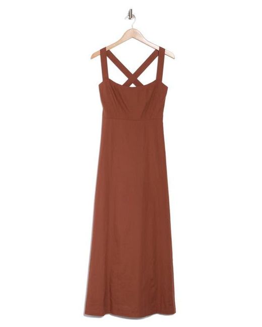 Theory Seamed Linen Blend Maxi Dress in Brown | Lyst Theory Seamed Linen Blend Maxi Dress in Brown | Lyst