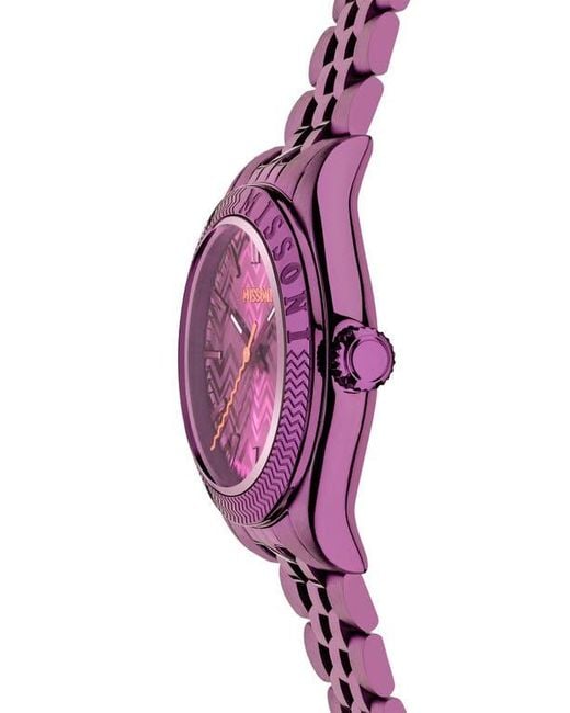 Missoni Purple Classic Zigzag Bracelet Watch, 34Mm