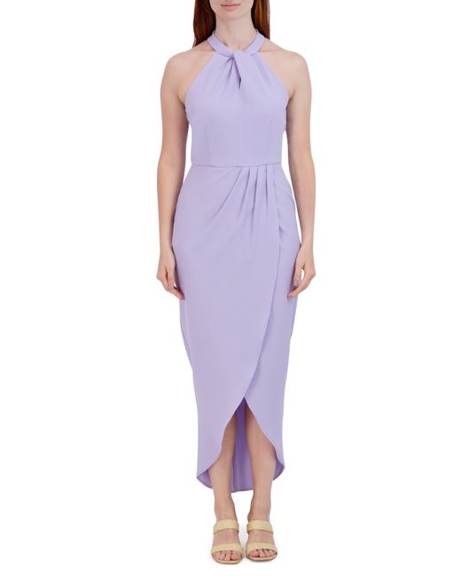 Julia Jordan Purple Knot Neck Halter Dress