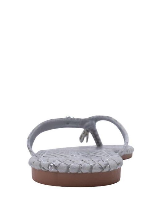Bebe Gray Python Embossed Thong Sandal