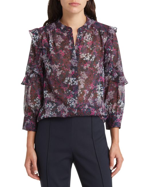 Ted Baker Blue Chesco Floral Print Ruffle Top