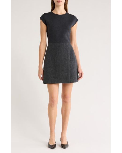 Theory Black Cap Sleeve Wool Blend Minidress