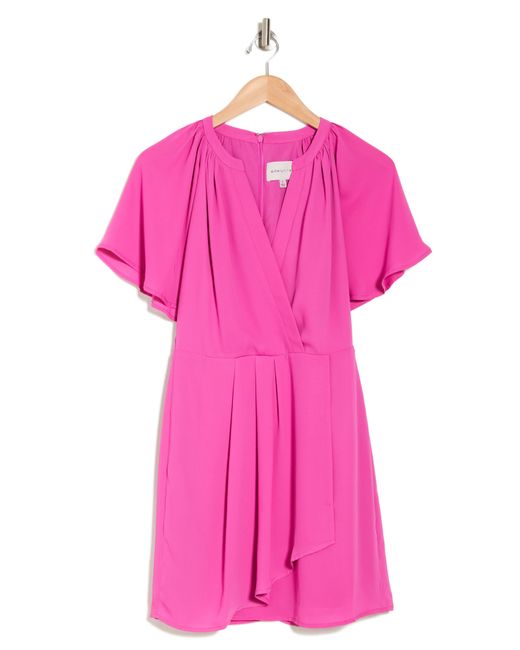 Adelyn Rae Pink Flutter Sleeve Fit & Flare Dress