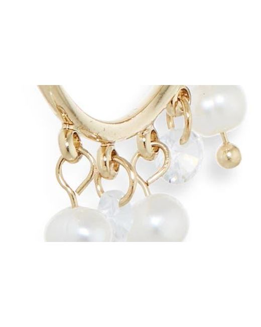 Nordstrom Rack Metallic Cubic Zirconia & Faux Pearl Hoop Earrings