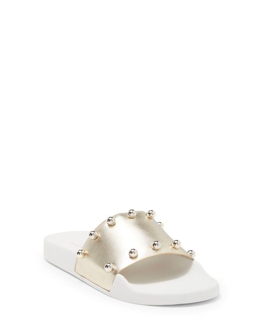 Stuart Weitzman Superstud Pool Slide Sandal In Platino At Nordstrom