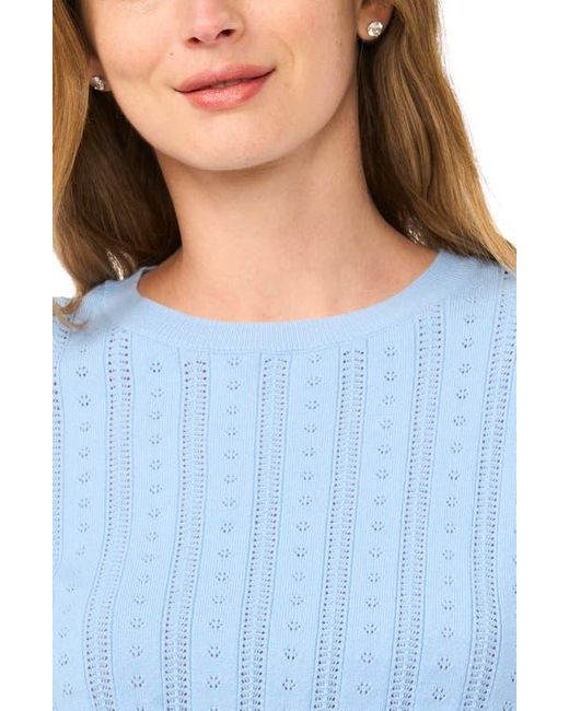 Cece Blue Pointelle Knit Sweater