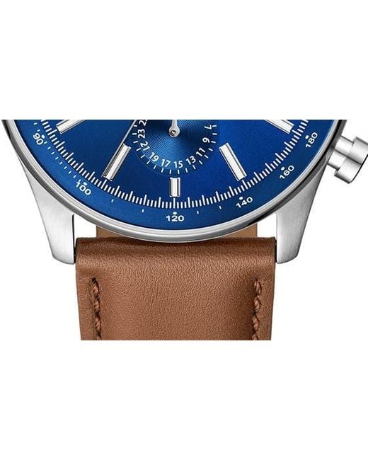 Fossil Blue Sullivan Multi Function Leather Strap Watch for men