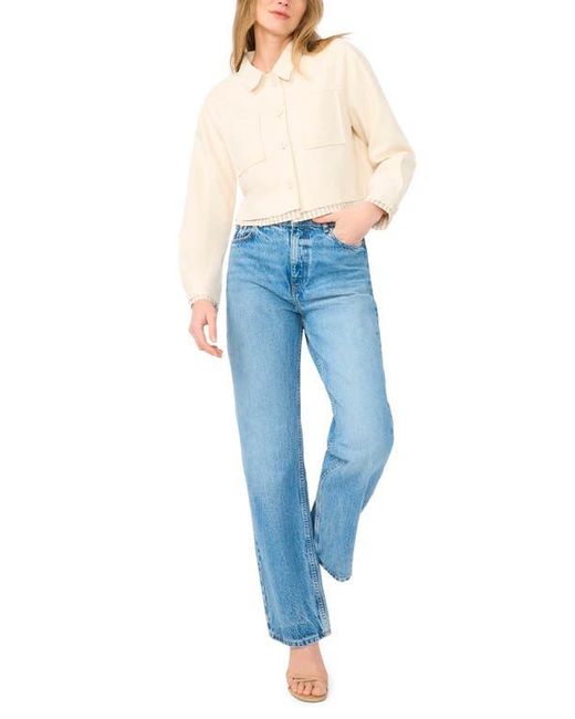 Halogen® Blue Crop Twill Shirt Jacket