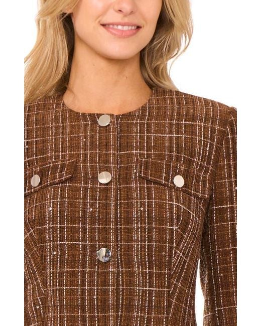 Ted Baker Brown Collarless Tweed Jacket