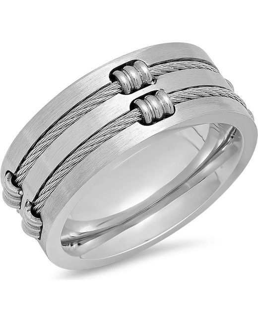 Steeltime Metallic Wire Inlay Ring for men