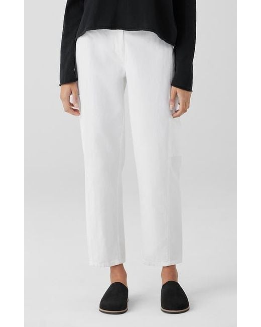Eileen Fisher Black Lantern Cargo Stretch Cotton & Hemp Ankle Pants
