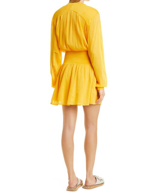Rag & Bone Yellow Calista Long Sleeve Cotton & Silk Minidress