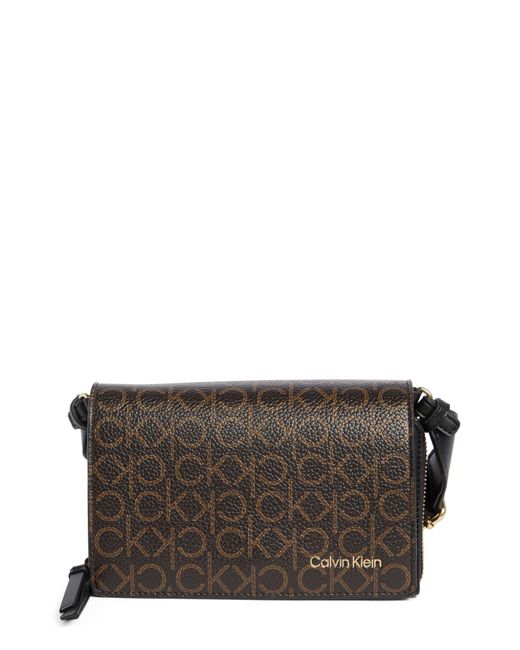 Calvin Klein Gray Millie Monogram Crossbody Bag