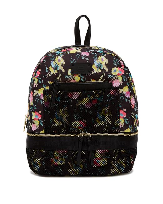 Steve Madden Black Floral & Mesh Backpack