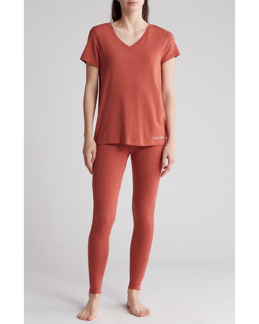 Calvin Klein Red Comfort Sleep T-shirt & Leggings Set