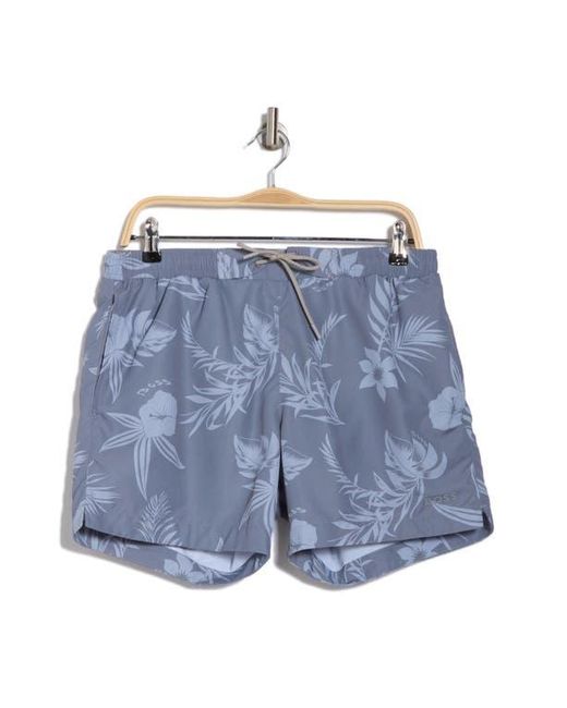 Boss Blue Reeve Tropical Floral Swim Trunks for men