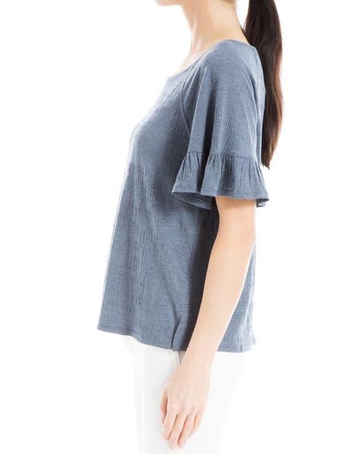 Max Studio Blue Flutter Texture Knit T-Shirt