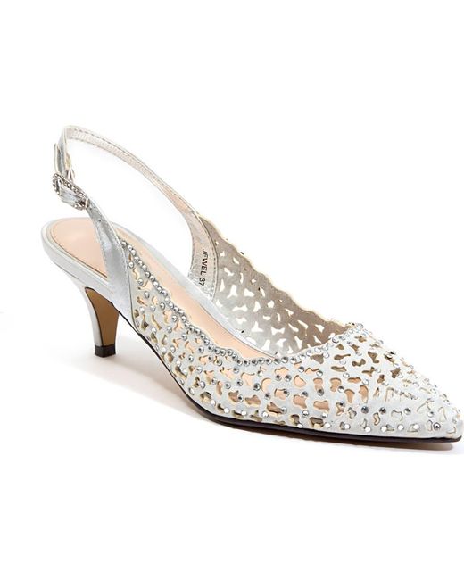 Lady Couture White Rhinestone Laser Cut Slingback Pump
