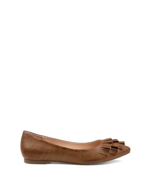 Journee Collection Brown Wide-Width Ruffle Pointed Flats