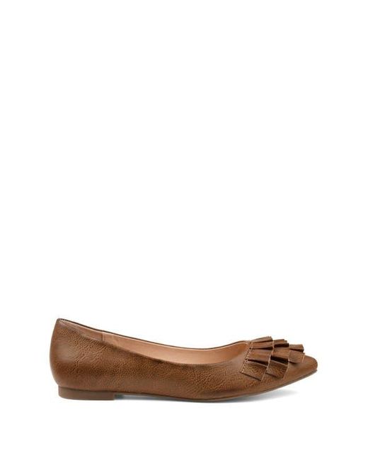 Journee Collection Brown Wide-Width Ruffle Pointed Flats