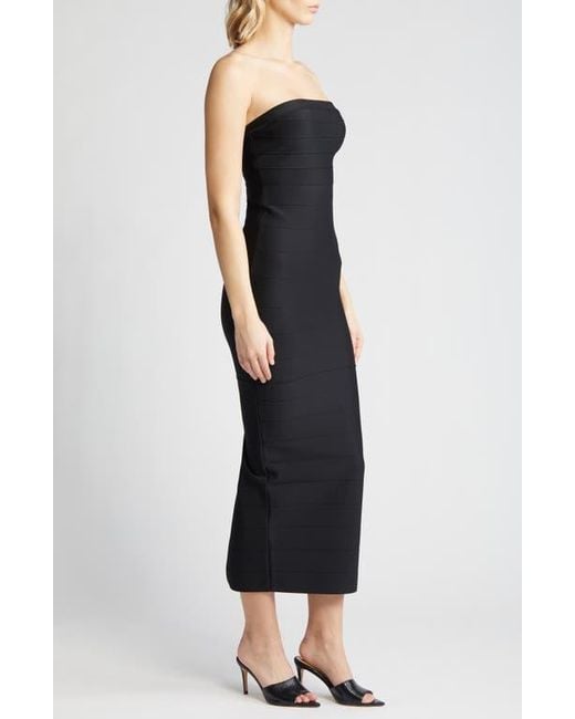 Bebe Black Strapless Bandage Dress
