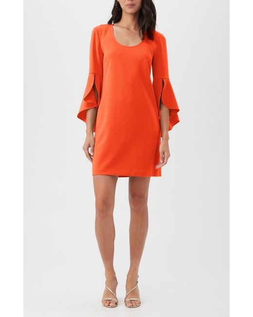 Trina Turk Orange Barbette Ruffle Sleeve Shift Dress