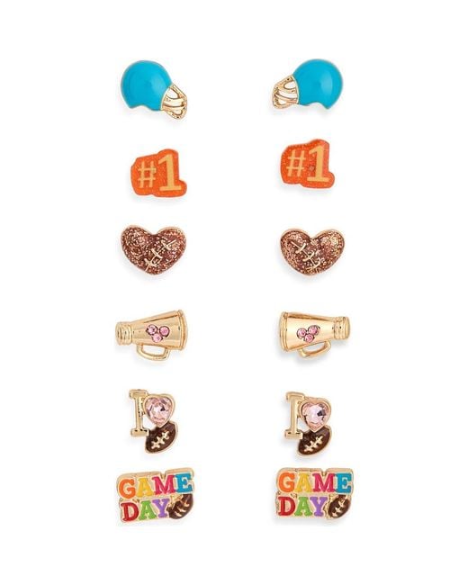 Leith White 6-Pack Assorted Game Day Stud Earrings