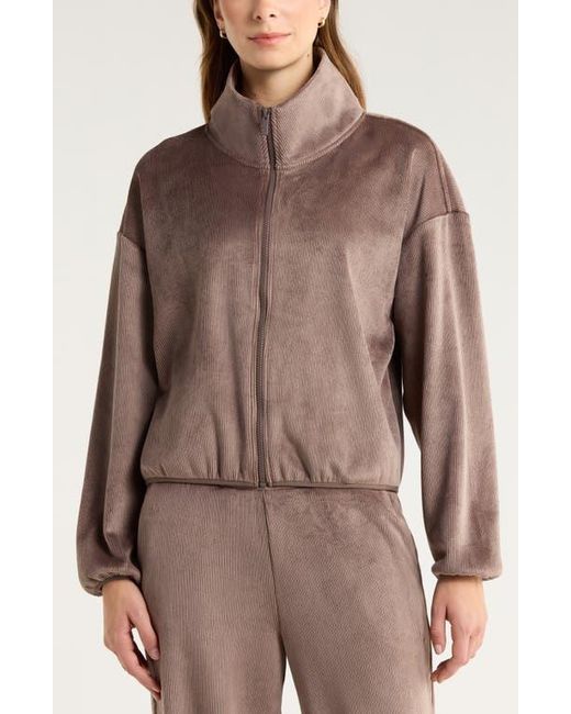 Zella Brown Plush Rib Jacket