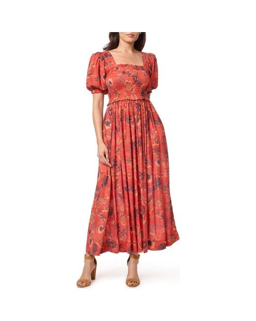 Scotch & Soda Red Geo Print Midi Dress