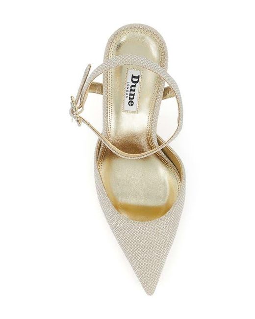 Dune White Channel Ankle Strap Pointed Toe Pump