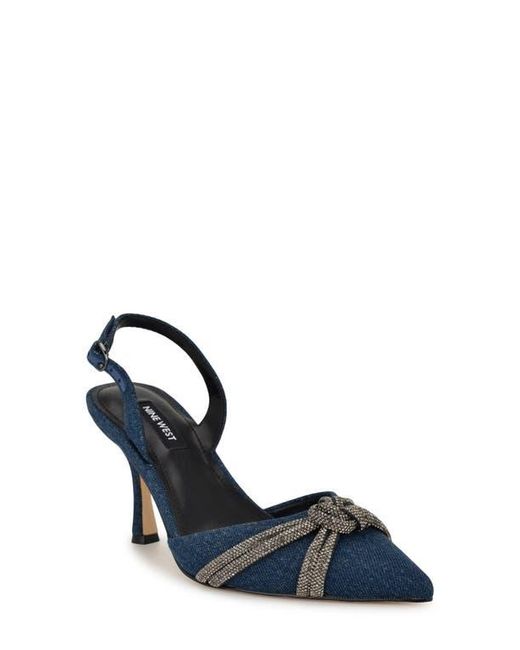 Nine West Blue Deby Pointed Toe Slingback Pump