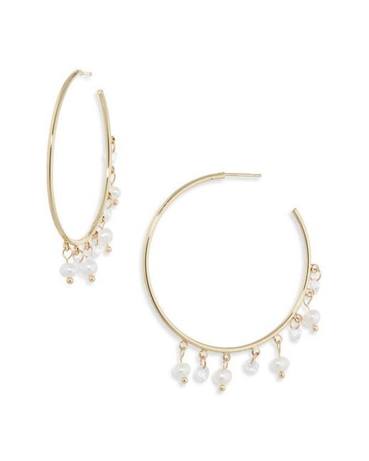 Nordstrom Rack Metallic Cubic Zirconia & Faux Pearl Hoop Earrings