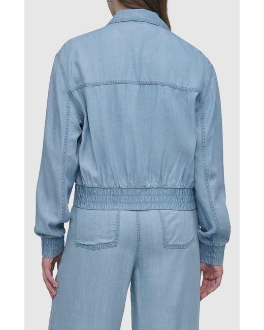 DKNY Blue Front Zip Chambray Bomber