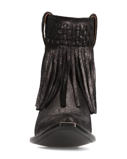 Frye Black Sacha Fringe Bootie