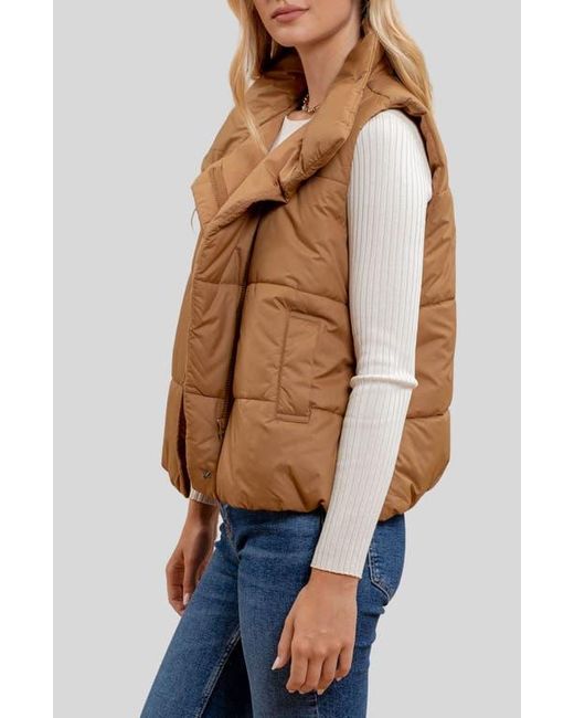 Blu Pepper Asymmetric Zip Puffer Vest in Blue Lyst