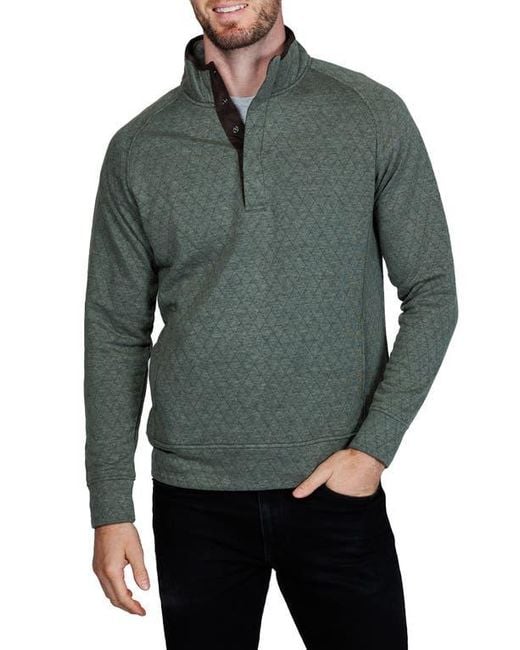 Tailorbyrd Gray Hidden Snap Front Quilted Pullover for men