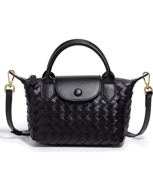 MacRae & Co Black Monica Woven Top Handle Bag